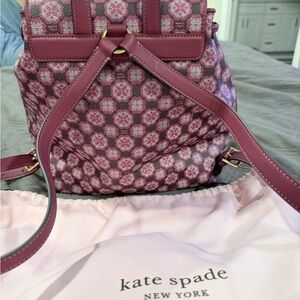 Kate Spade Burgundy and Pink Geometric Backpack